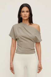 Dynamite On Sale | Alexa Cotton Spandex T Shirt Beige