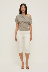 Dynamite On Sale | Alexa Cotton Spandex T Shirt Beige
