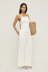 Dynamite Online | Linen Apron Top White