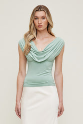 Dynamite Outlets | Draped Scoop Neck Top Blue