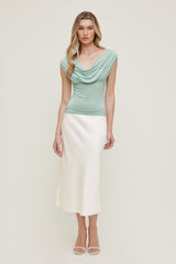 Dynamite Outlets | Draped Scoop Neck Top Blue
