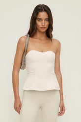 Dynamite On Sale | Peplum Bustier Top Beige