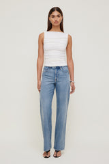 Dynamite US | Ruched Mesh Tank Top White