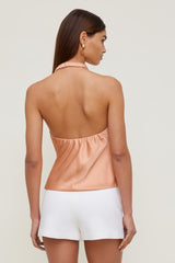 Dynamite On Sale | Camila Satin Cowl Halter Neck Blouse Orange
