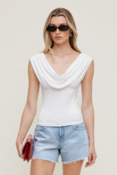 Dynamite Website Shop | Draped Scoop Neck Top White