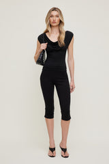 Dynamite Outlets | Draped Scoop Neck Top Black