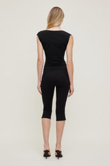 Dynamite Outlets | Draped Scoop Neck Top Black