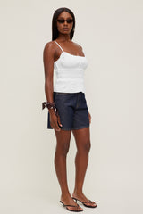 Dynamite Discount | Smocked Poplin Cami Top White