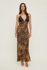Dynamite Store | Lace Trim Maxi Dress Brown