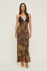 Dynamite Store | Lace Trim Maxi Dress Brown