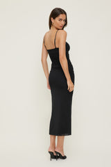 Dynamite US | Ruched Mesh Midi Dress Black