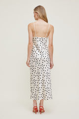 Dynamite Outlets | Lace Trim Satin Midi Dress Beige