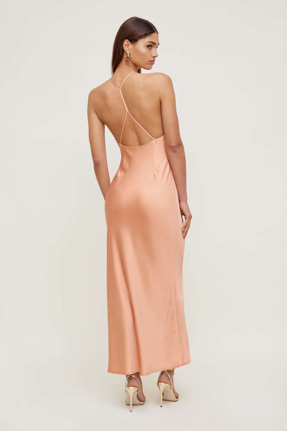 Dynamite US | Livia Satin Midi Dress Orange