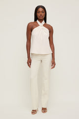 Dynamite Online | High Rise Slim Straight Leg Pants Beige