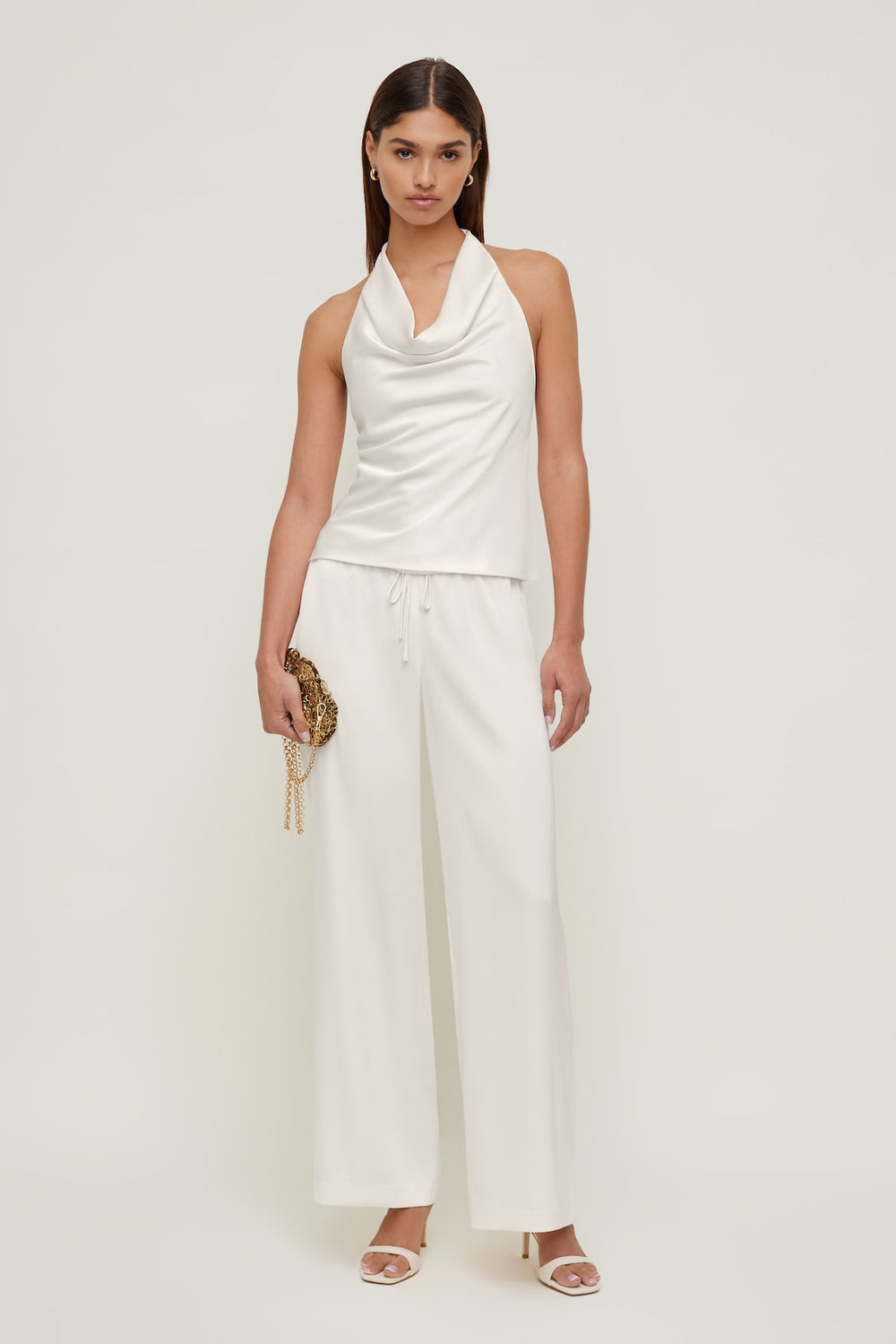 Dynamite Outlet | Leo Satin Wide Leg Pants Beige