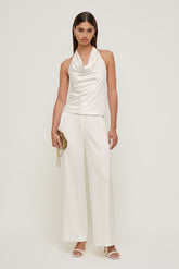 Dynamite Outlet | Leo Satin Wide Leg Pants Beige