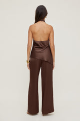 Dynamite US | Leo Satin Wide Leg Pants Brown
