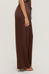 Dynamite US | Leo Satin Wide Leg Pants Brown