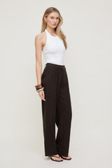 Dynamite Online | Alex Linen Wide Leg Pants Brown