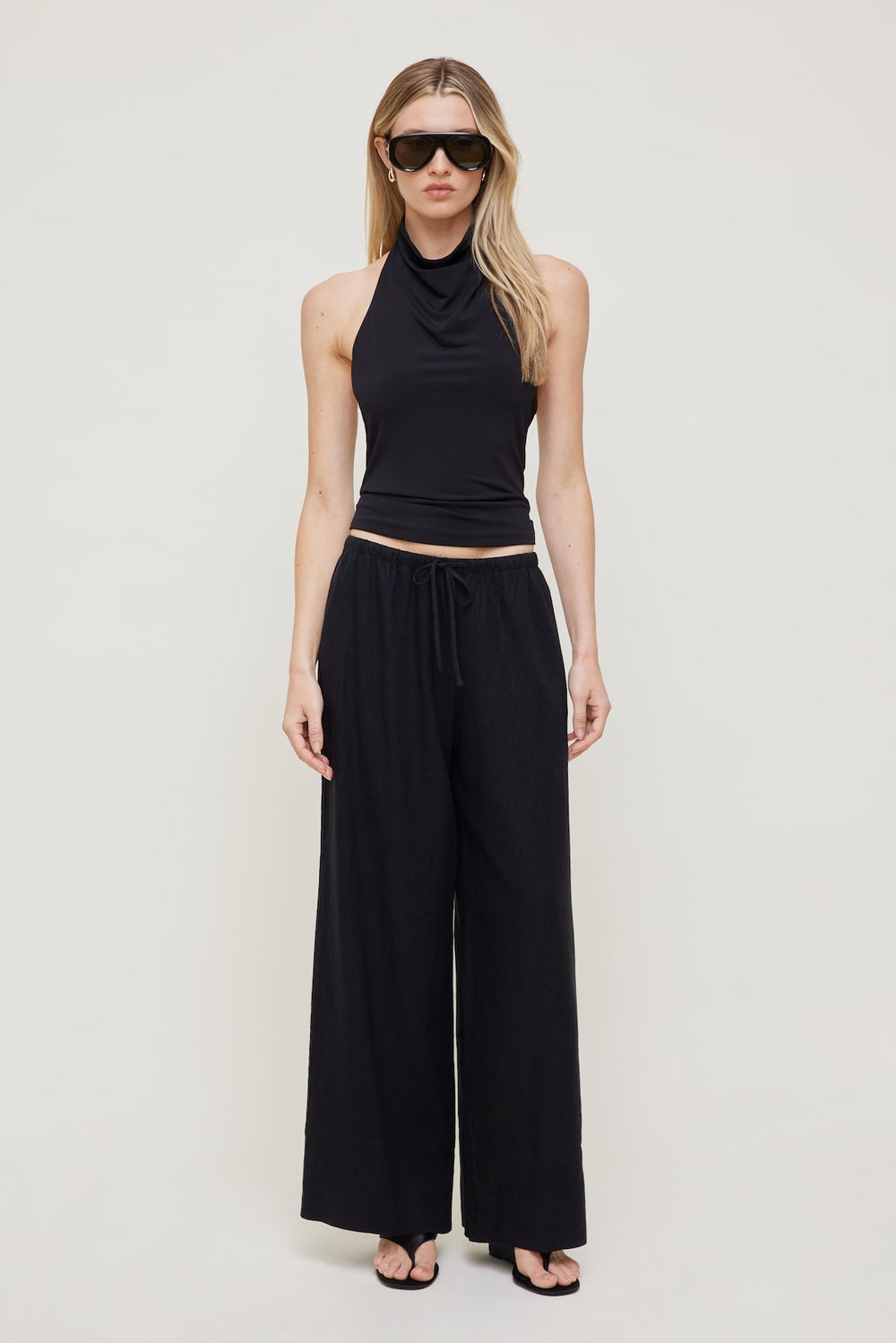 Dynamite Website Shop | Leo Linen Wide Leg Pants Black