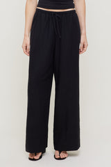 Dynamite Website Shop | Leo Linen Wide Leg Pants Black