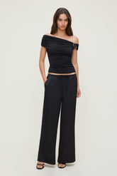 Dynamite US | Leo Satin Wide Leg Pants Black