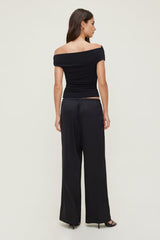 Dynamite US | Leo Satin Wide Leg Pants Black