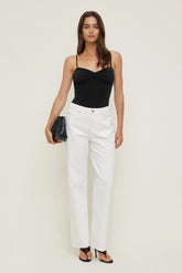 Dynamite Website Shop | Mika Mid Rise Relaxed Straight Leg Jeans Beige