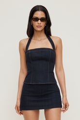 Dynamite Online | Denim Halter Top Blue