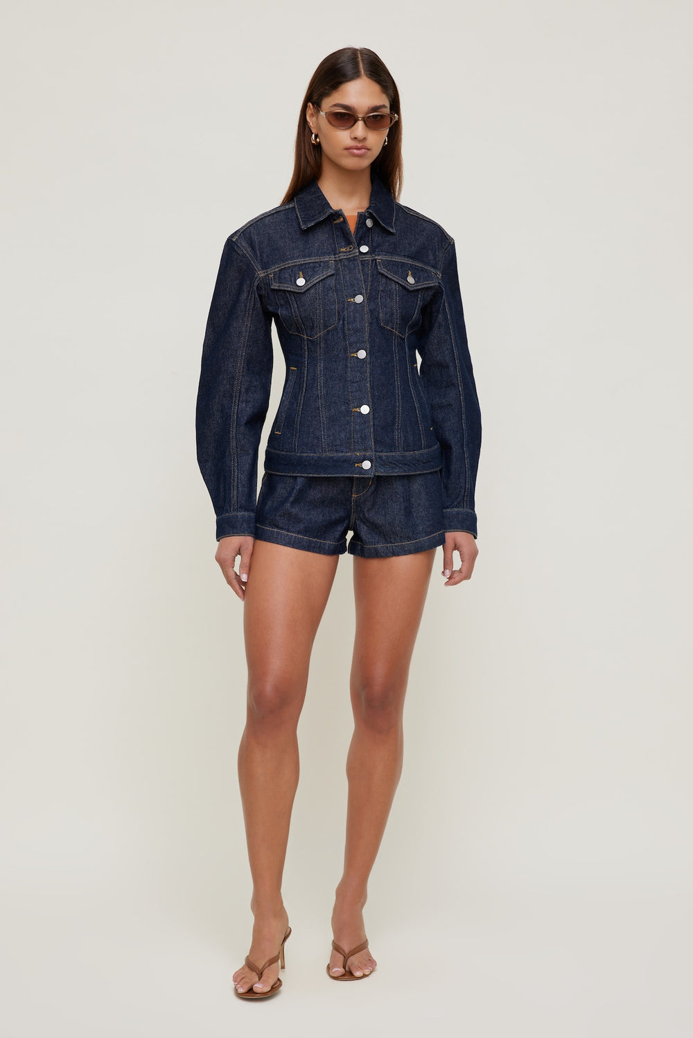 Dynamite Website Shop | Cinched Denim Jacket Blue