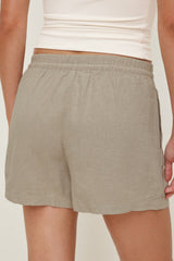 Dynamite Store | Linen High Rise Shorts Beige