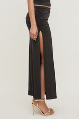 Dynamite Website Shop | Sculpt Slit Maxi Skirt Brown