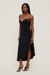 Dynamite Website Shop | Sculpt Slit Midi Skirt Black