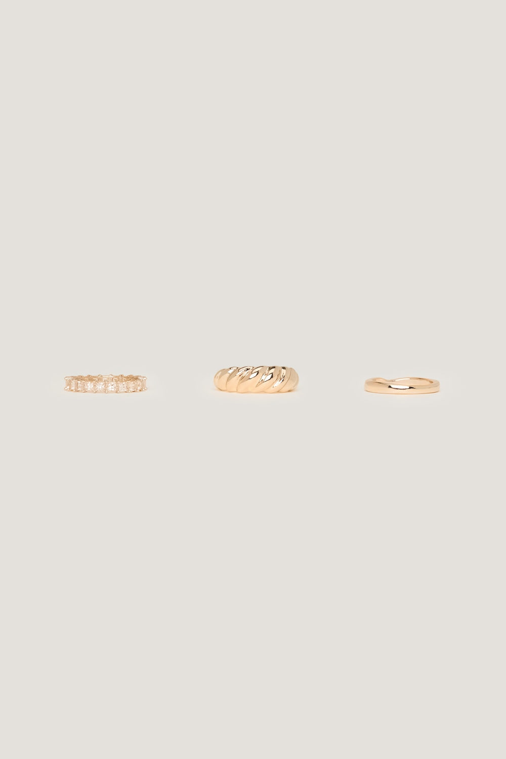 Dynamite Outlets | 3-Pack Eternity & Twisted Rings Yellow