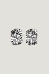 Dynamite Discount | Crumpled Button Earrings Gray