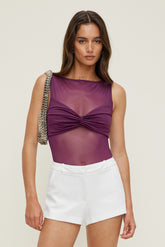 Dynamite On Sale | Kai Sheer Mesh Bodysuit PURPLE