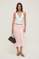 Dynamite Online | Delila Satin Midi Skirt Pink