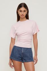Dynamite Outlet | Andrea Shirred Jersey T Shirt Pink