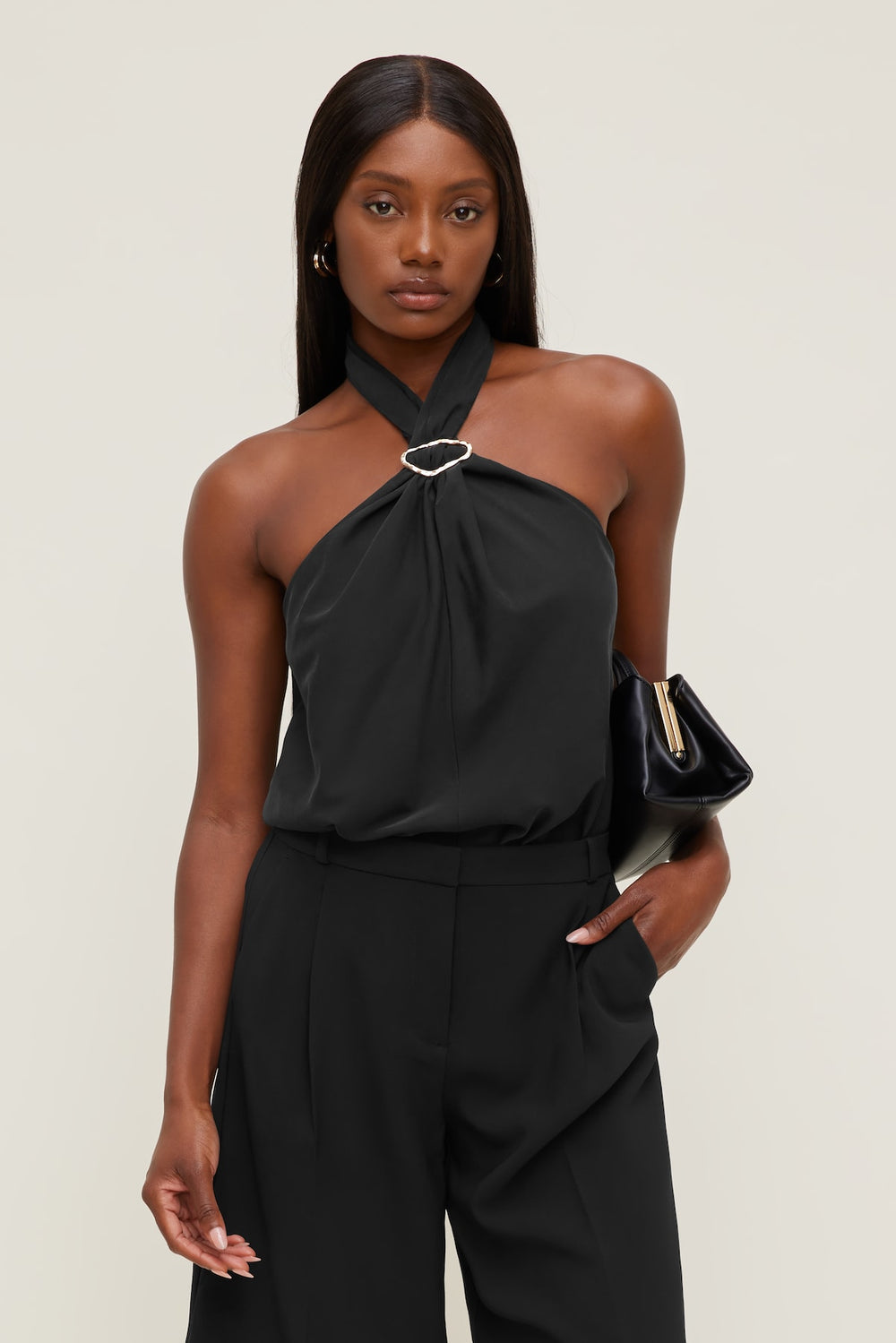 Dynamite Online | Buckle Halter Top BLACK