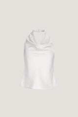 Dynamite Store | Camila Satin Cowl Halter Neck Blouse Beige