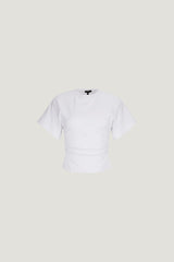 Dynamite US | Andrea Shirred Cotton Spandex T Shirt White