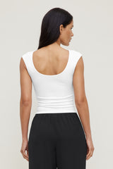 Dynamite US | Sculpt Cap Sleeve T Shirt White