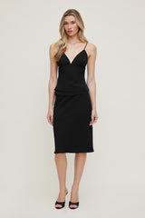 Dynamite Discount | Plunge Babydoll Tank Top Black