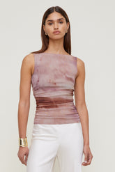 Dynamite Online | Nola Printed Mesh Tank Top Pink