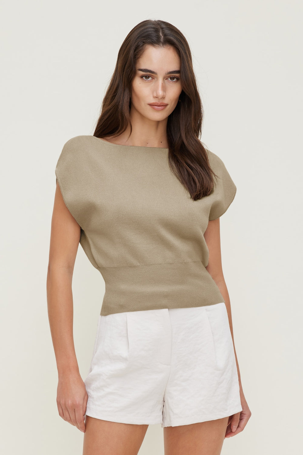 Dynamite Online | Aria Boat Neck Sweater Beige