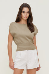 Dynamite Online | Aria Boat Neck Sweater Beige