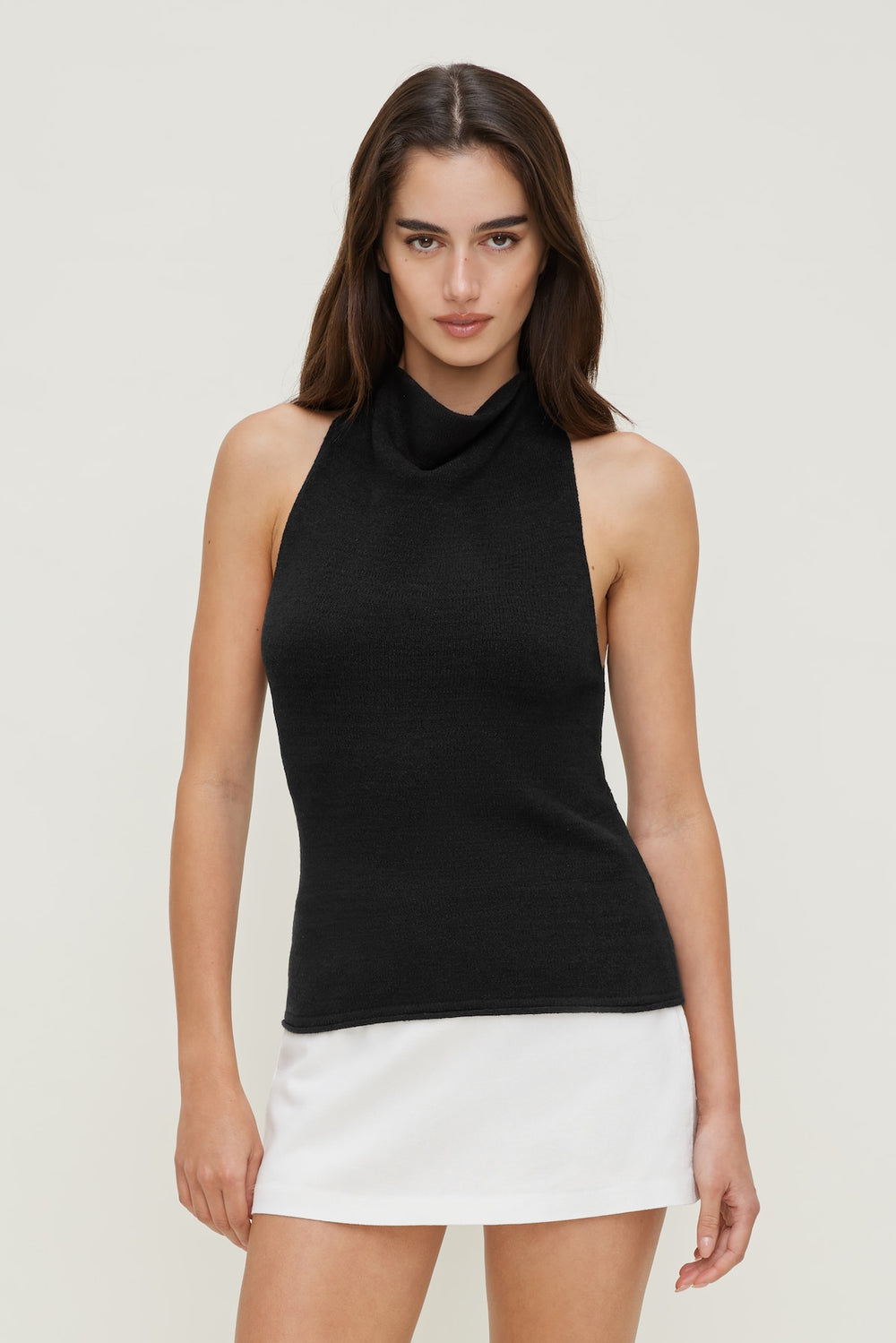Dynamite US | Mock Neck Sweater Tank Top Black