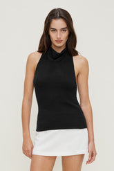 Dynamite US | Mock Neck Sweater Tank Top Black