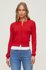 Dynamite Outlets | Rebecca Crewneck Cardigan Red