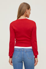 Dynamite Outlets | Rebecca Crewneck Cardigan Red